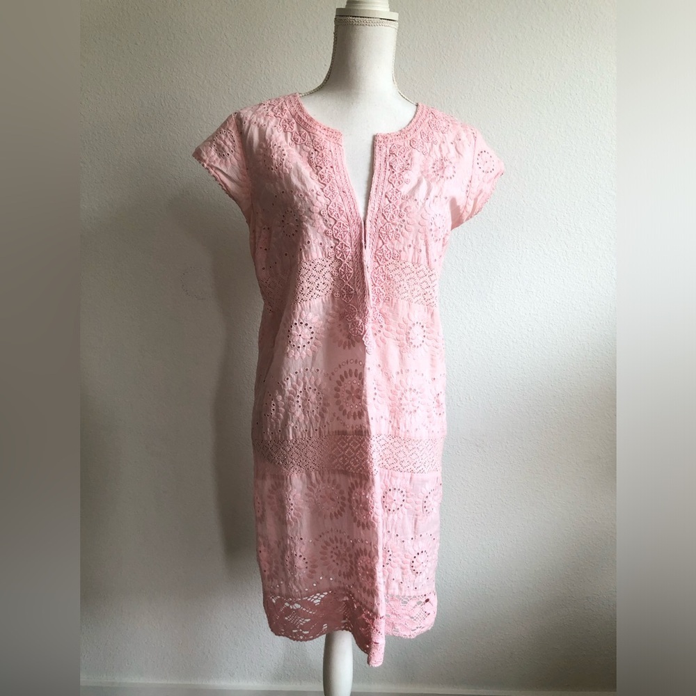 Calypso St. Barth Rondinara Pink Eyelet Dress Small - Picture 3 of 5